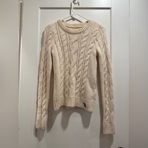 Abercrombie & Fitch Cream Cable Knit Scoop Neck Sweater